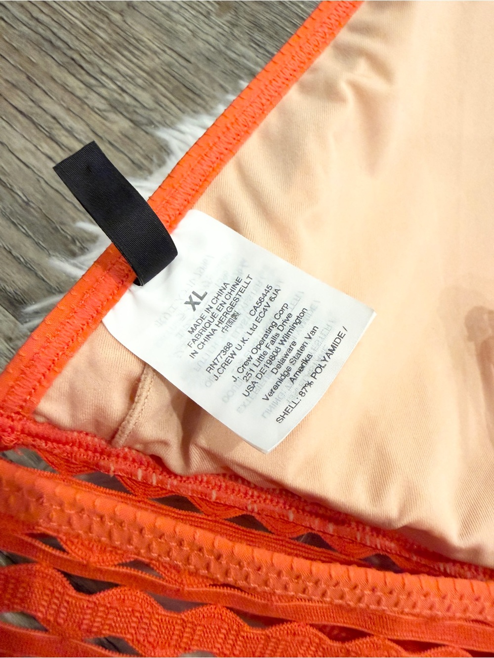 J. Crew Bikini Top Triangle Ric Rac Trim Cutout Orange XL - Picture 5 of 6